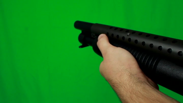 Very Close Shotgun Pull Out - Green Screen