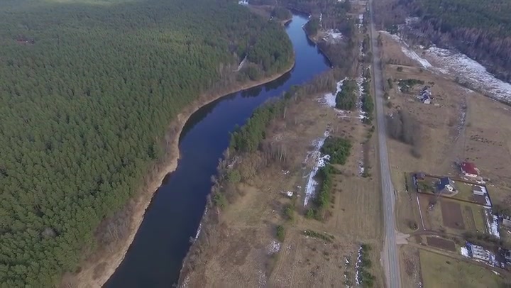 Panorama Over Small Town With River