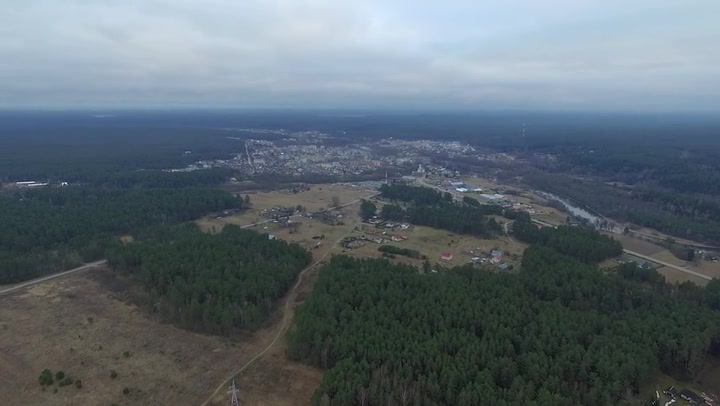 Flight Over Small Town In Distance 2