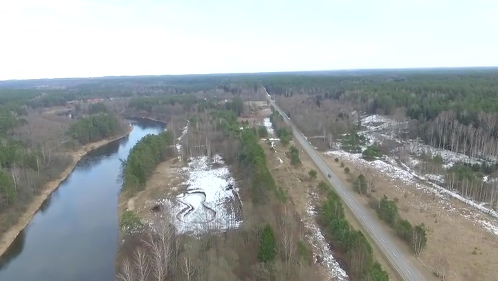 Aerial View Beyond Road And River