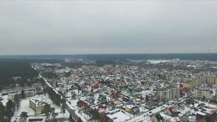 Panorama Over Small Town In Winter With Rotation
