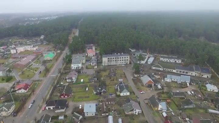 Flight Over Small Town Near Forest 3