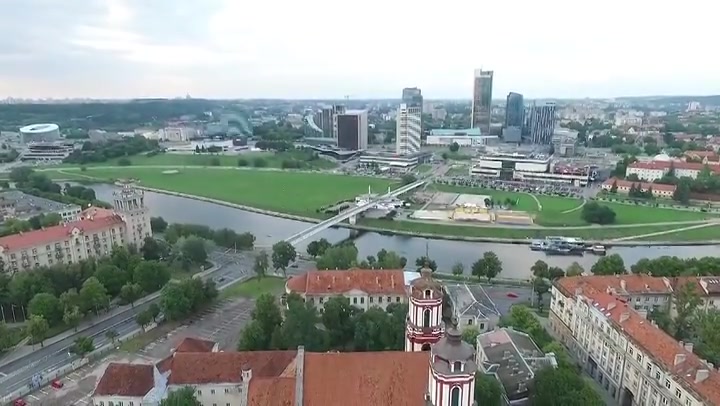 Aerial View Over The City Near River 2
