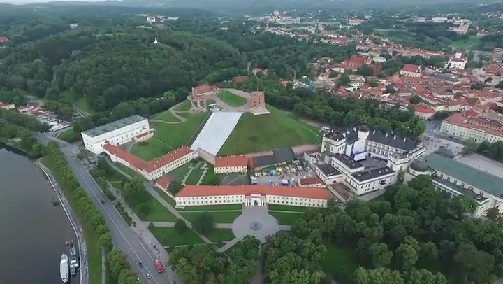 Aerial View Over The City Near River 8