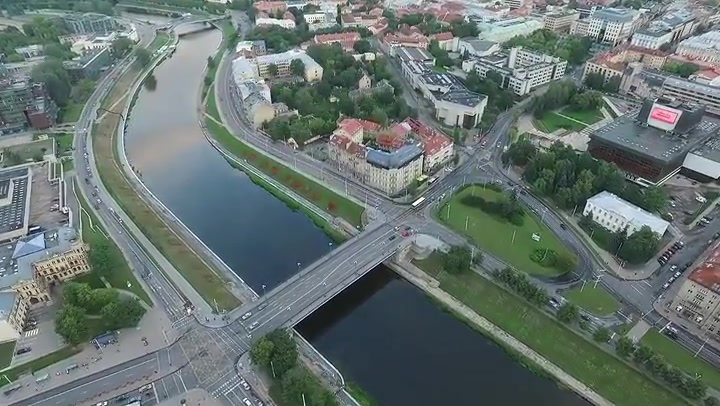 Aerial View Over The City Near River 5