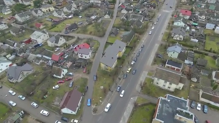 Flight Over Small Town