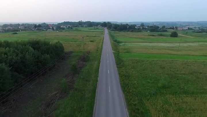 Flying Over Country Road