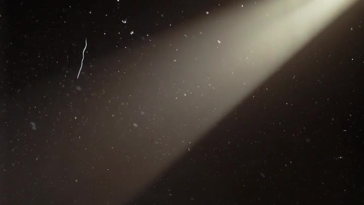 Real Backlit Dust Particles With Light From Top Floating In Slow Motion